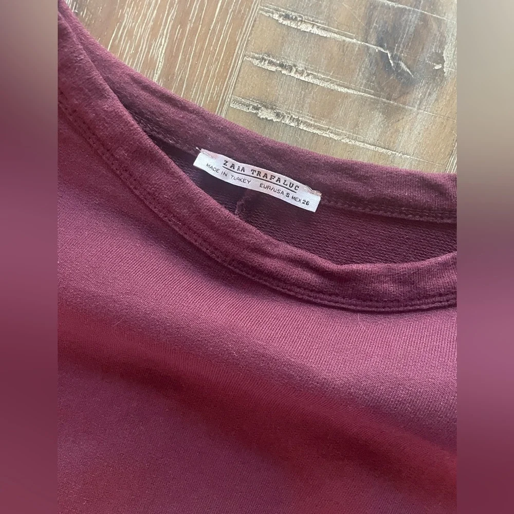 ZARA Burgundy Long Sleeve OVERSIZED Sweater Shirt - Picture 5 of 5